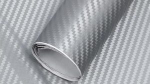 Film Vinilo Autoadhesivo Fibra de Carbono 3D Silver C/Canales Aire x Metro Cuadrado 1.52m x 0.66m
