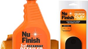 Nu Finish Quick Clay Block + 5en1 Nu Finish + Microfibra / Kit Eliminador Contaminantes Superficie Pintura Vehículo