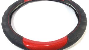 Cubre Volante Universal Eco Diámetro 38cm Negro + Simil Carbono 3D Rojo