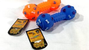 Hueso Silicona Tipo Mancuerna C/ Chifle Para Perros 16cm Largo