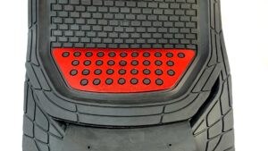 Juego Alfombras Pisos Automóvil Bandeja Goma Gruesa Negro+Rojo 5 Piezas Mod.3451-33