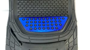 Juego Alfombras Pisos Automóvil Bandeja Goma Gruesa Negro+Azul 5 Piezas