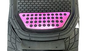 Juego Alfombras Pisos Automóvil Bandeja Goma Gruesa Negro+Rosado 5 Piezas