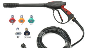 Pistola Lavado Vehículos Lanza Larga P/Hidrolavadora Presión Agua 5 Punteros Intercambiables/Manguera