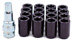 Juego Tuercas Seguridad 16 Pzs - Llantas Automoviles Negro Pase 12mmx1.25 - Mod.302
