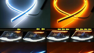 Tiras Leds Luz Continua Chata P/Faroles Delanteros del Automóvil 12v-60cm Blanco/Ambar Secuencial xPar - Mod.005-60