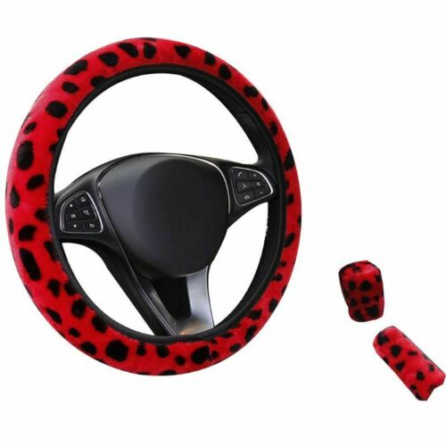 Cubre Volante Forro + Cubre Palanca Cambios + Cubre Varilla Freno Mano Animal Print Rojo/Negro Diámetro 38cm - Imagen 5