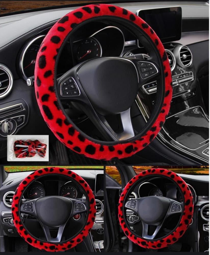 Cubre Volante Forro + Cubre Palanca Cambios + Cubre Varilla Freno Mano Animal Print Rojo/Negro Diámetro 38cm - Imagen 6
