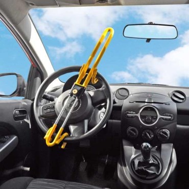 Tranca Traba Volante HOTECHE - Plastificado Amarillo + 2 llaves (Alta Seguridad-Anula Giro Volante) Mod.180723 - Imagen 2