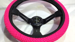 Cubre Volante Forro + Cubre Palanca Cambios + Cubre Varilla Freno Mano Rosa/Fucsia Diámetro 38cm