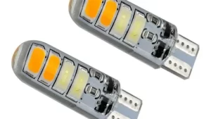 Lamparas T10 Gel 8Leds 4W-12v Flash (Amarillo+Blanco) Interiores & Exterior del Automóviles x Par