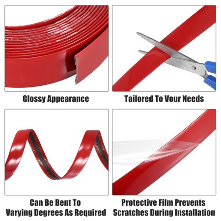 Moldura PVC Autoadhesiva Roja 21mm Ancho x 5mm Espesor x Metro Lineal - Protector Pisaderas / Laterales Automóvil - Imagen 3