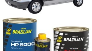 Pintura Base Poliester Plata Lunar Brazilian Pronto Uso x 900ml + Barniz PU 6000 x 900ml
