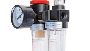 Regulador Presión Aire / Filtro Trampa Agua & Lubricador Aceite Automático P/Herramientas Neumáticas Profesional WUFU - Mod.