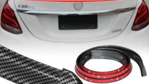 Goma Autoadhesiva Spoiler Tapa Baúl Automóvil Valija & Punteros Simil Carbono 3.5cmx1.5m