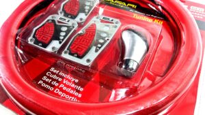 Kit Tuning Cubre Volante + Pedaleras + Palanca Cambios / Azul / Silver /Rojo - Mod.BP43