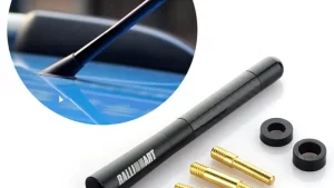 Mini Antena Techo Automóvil 12cm Universal Aluminio & Fibra Carbono + Adaptadores P/Bases Originales