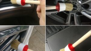 Pinceles Detailing Mango Madera & Natural Pig Hair / Alta Calidad P/Limpieza Interiores & Exteriores Vehículos Pack x 5