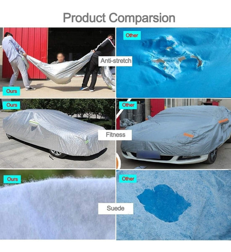Funda Cubre Automóvil C/Felpa Impermeable Plateada / Protección UV / EcoTE Talle 3S - 4.2-4.4m - Imagen 8