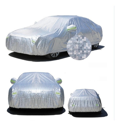 Funda Cubre Automóvil C/Felpa Impermeable Plateada / Protección UV / EcoTE Talle 3S - 4.2-4.4m