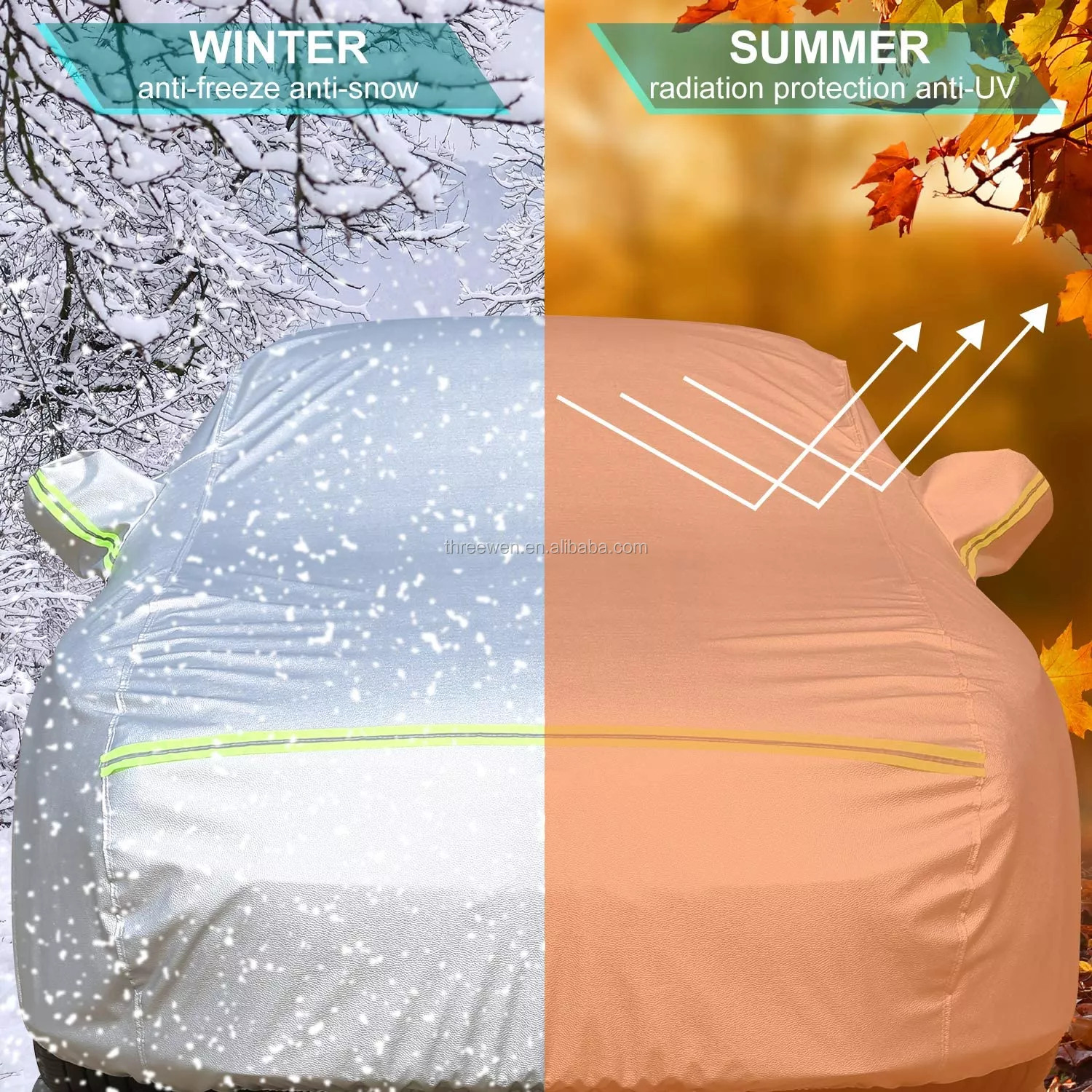 Funda Cubre Automóvil C/Felpa Impermeable Plateada / Protección UV / EcoTE Talle 3S - 4.2-4.4m - Imagen 5