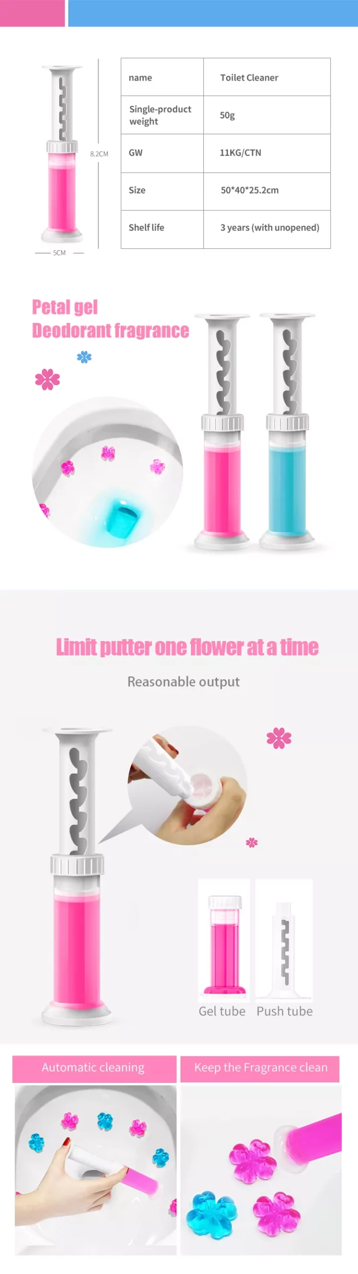 Perfumador & Limpiador Gel Jeringa Formato Flores Aromáticas P/Inodoro-Water Toilet Alta Calidad - Imagen 5