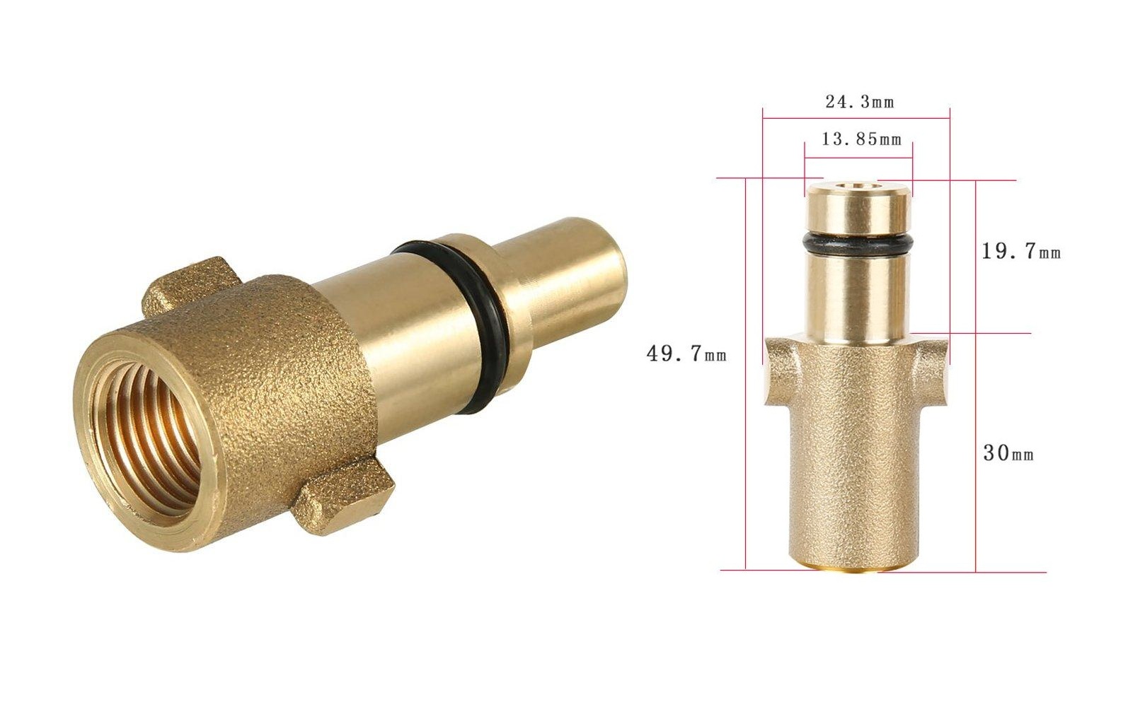 Adaptador Acople Rápido P/Pistola de Espuma de Lavado Vehículos - Manguera Hidro / Bronce (Varios Modelos)