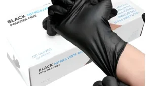 Guantes Nitrilo+Vinilo Antialergénico Examinación Resistente / Libre Polvo / Talles:  L - XL - Color Negro / Caja x100 Unidades - Mod.1737