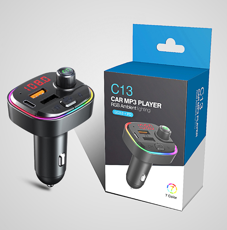 Transmisor Radio FM Bluetooth C/Luz RGB - Contestador Celular / Mp3 / Cargador Usb Automóvil Mod.C13 - Imagen 10
