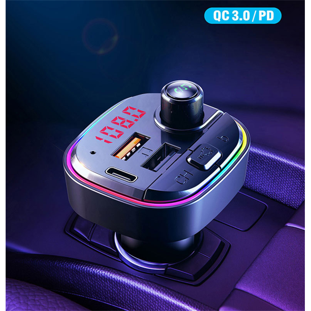 Transmisor Radio FM Bluetooth C/Luz RGB - Contestador Celular / Mp3 / Cargador Usb Automóvil Mod.C13 - Imagen 8
