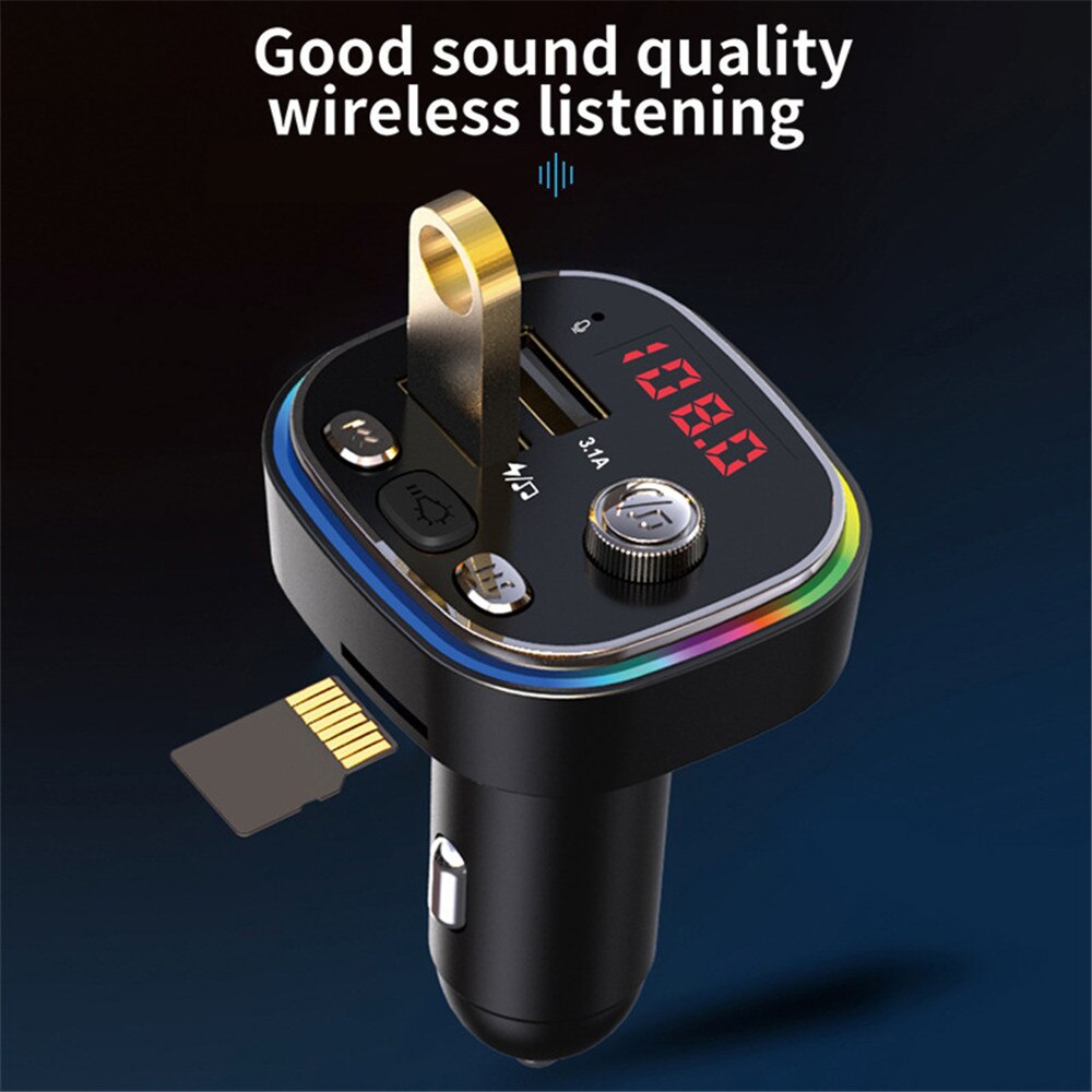 Transmisor Radio FM Bluetooth C/Luz RGB - Contestador Celular / Mp3 / Cargador Usb Automóvil Mod.C13 - Imagen 7