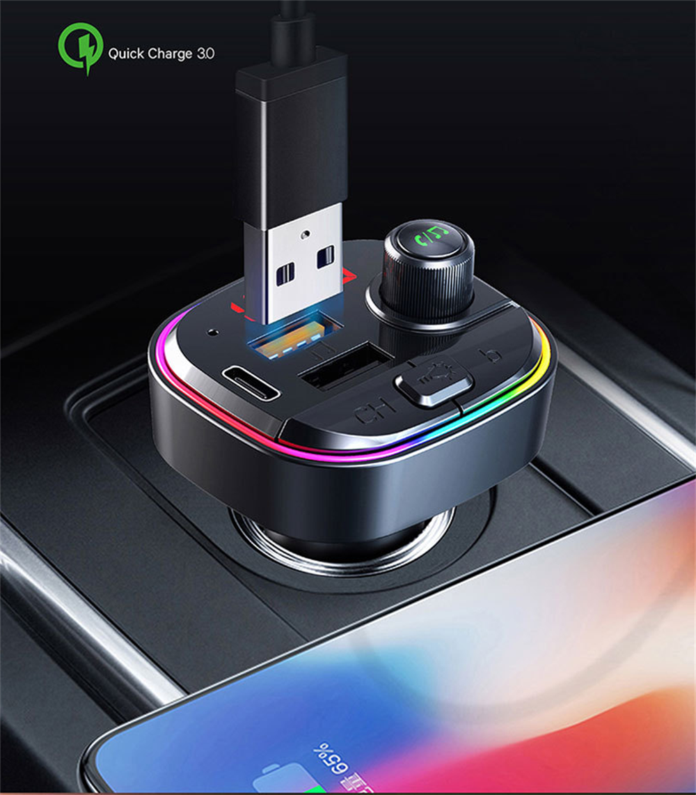 Transmisor Radio FM Bluetooth C/Luz RGB - Contestador Celular / Mp3 / Cargador Usb Automóvil Mod.C13 - Imagen 4