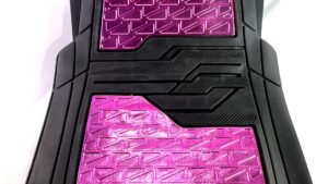 Juego Alfombras Pisos Automóvil Bandeja Goma Gruesa Negro+Rosado 5 Piezas Damas