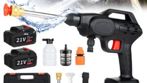 Pistola Hidrolavadora Presión Inalambrica Pila / Recipiente Fumigar & Espuma / Kit Maletín / 2 Baterias 21V Mod.RY1000