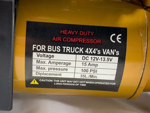 Compresor 12v 100/150PSI 35L/Min. P/ Encendedor Automóvil M.SF-002 - Imagen 3
