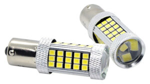Lamparas 2 Polos 1157 63 Leds + Lupa Power 63SMD Ultra Brillo Blanca Posición/Freno Fijas x Par