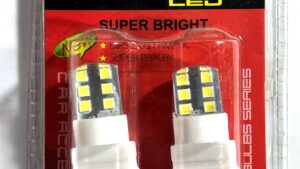 Lamparas T20/3156 1 Polo - 12 Leds 12v Gel Blanca Ultra Potente P/ Automóviles x Par