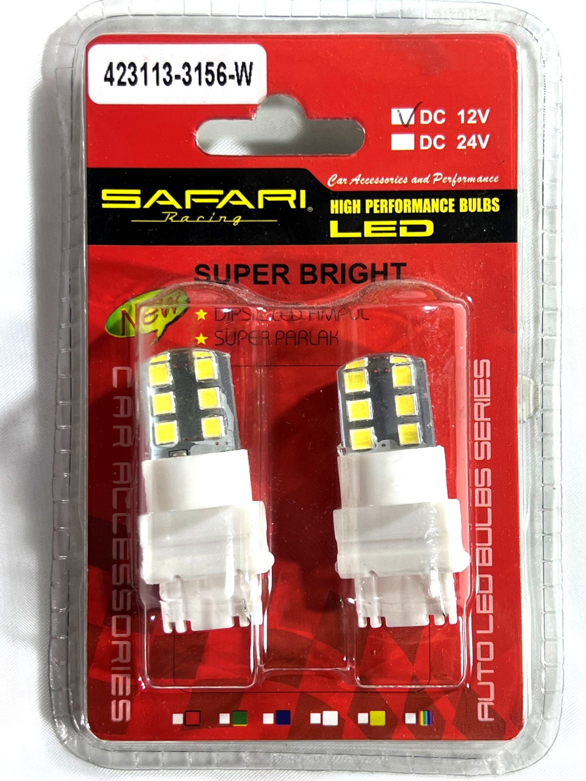 Lamparas T20/3156 1 Polo - 12 Leds 12v Gel Blanca Ultra Potente P/ Automóviles x Par