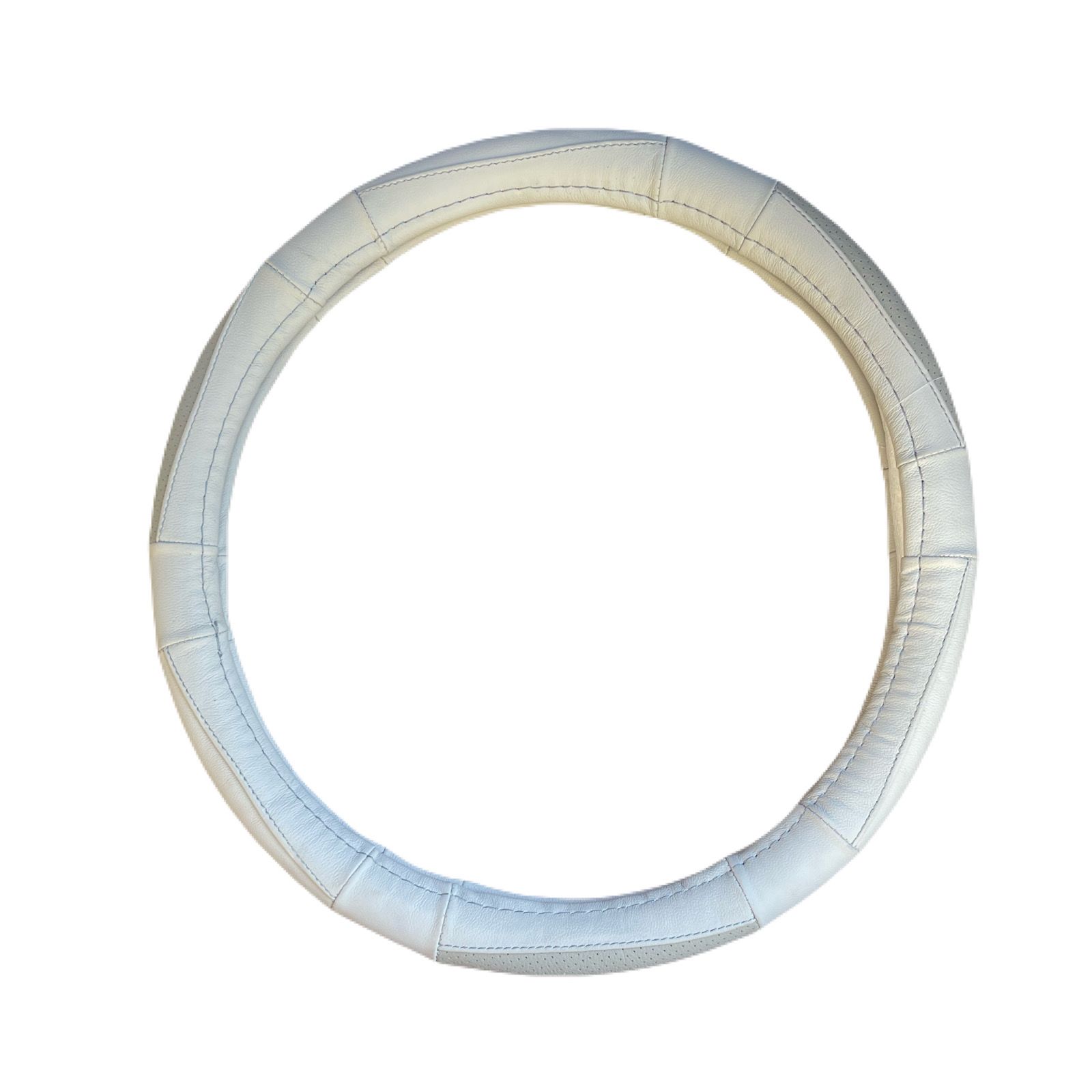 Cubre Volante Micro Perforado + Liso / Eco-Cuero Gris Diámetro 38cm - C/Costuras Gris Calidad - Imagen 7