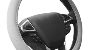 Cubre Volante Micro Perforado + Liso / Eco-Cuero Gris Diámetro 38cm - C/Costuras Gris Calidad