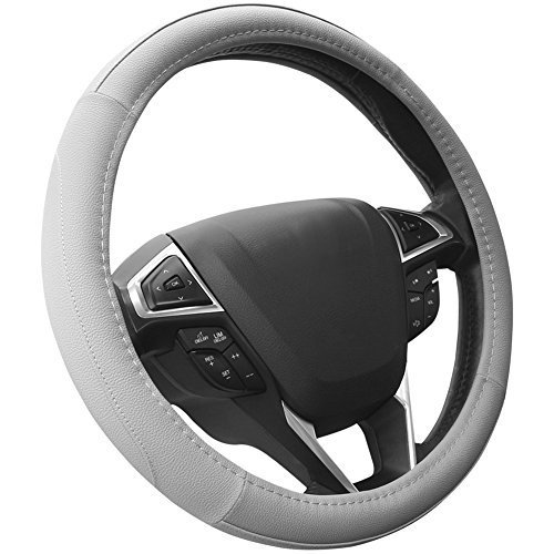 Cubre Volante Micro Perforado + Liso / Eco-Cuero Gris Diámetro 38cm - C/Costuras Gris Calidad