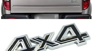 Sticker Insignia Emblema Metálico Autoadhesivo 4x4 Relieve 3D - Cromada & Negro 10.5cmx3.5cm Van / Camioneta / Pick Up x Unidad