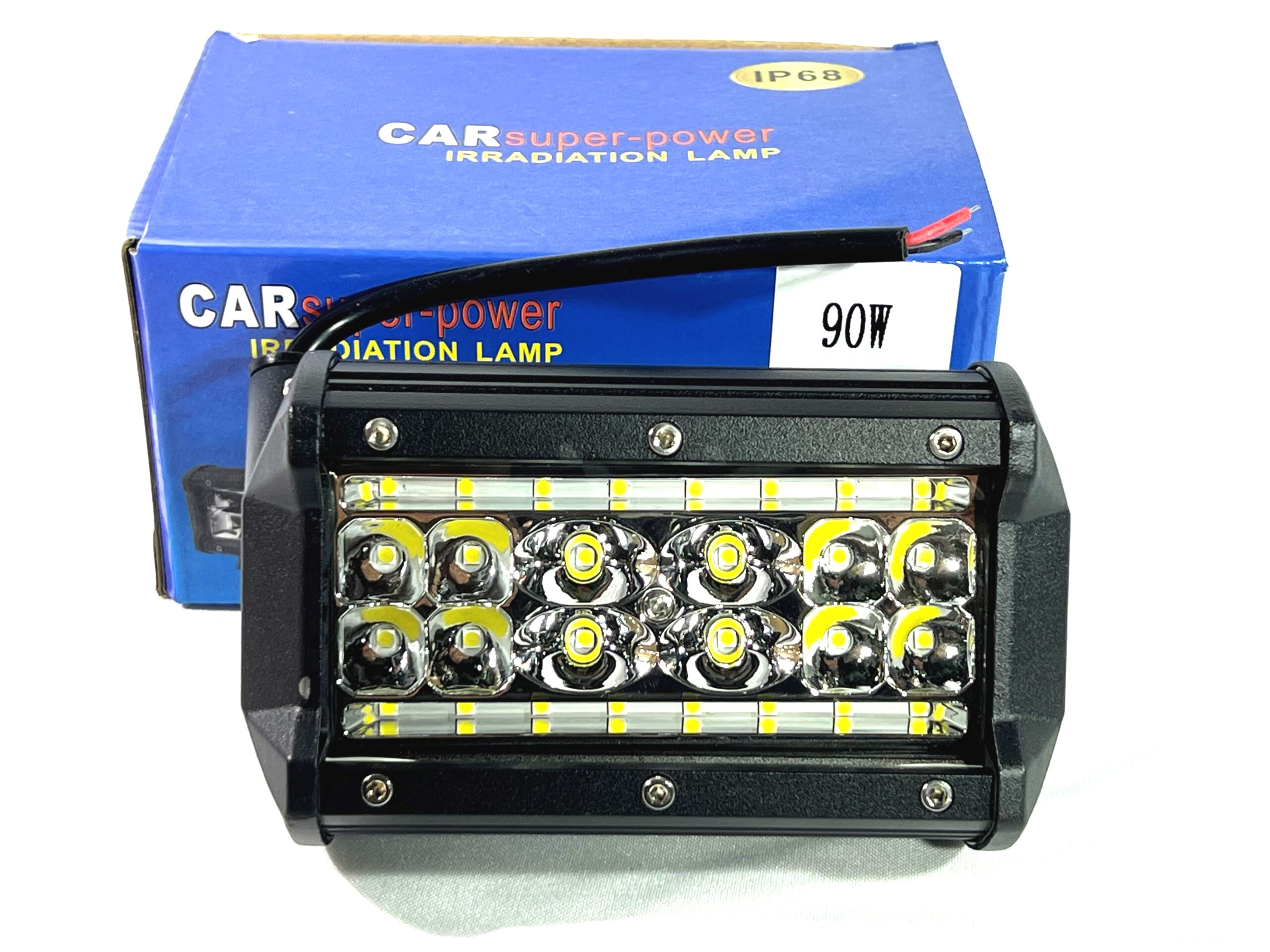 Foco Led Luz Día Blanco & Ambar Caminero 28 Leds 90w 12v - 13cmx7cm Automóvil Moto Lancha Cuatriciclo Mod.3371