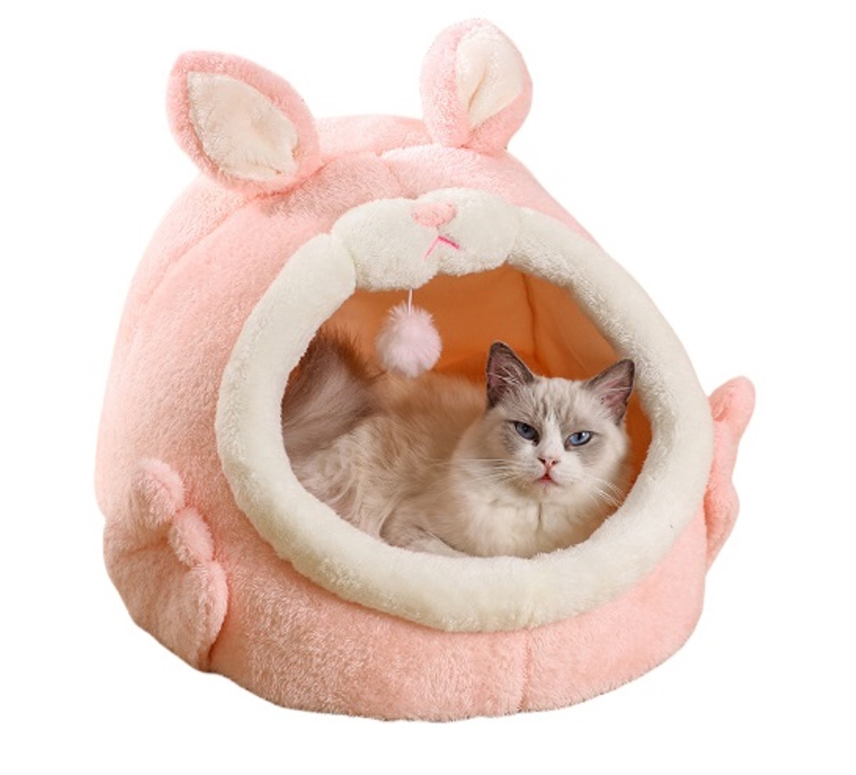 Cama Cucha Casita Tipo Igloo P/Mascotas Gatos & Perros Rosado Talle M - 40cmx39cmx30cm Mod.YKBD-0031
