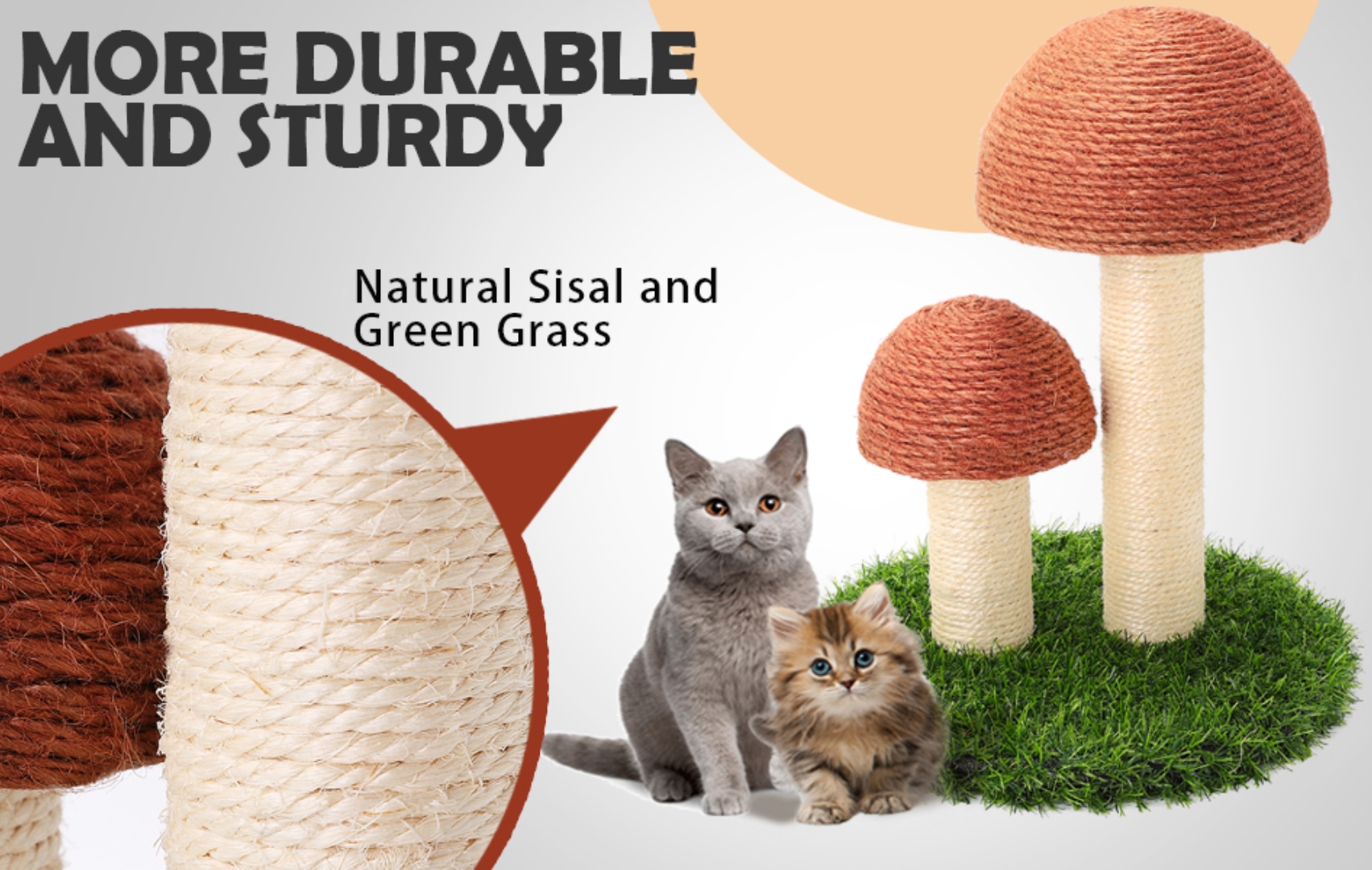 Rascador de Hongos Doble de Sisal Alta Calidad P/Gatos 30cmx36cm - Mod.CTS002