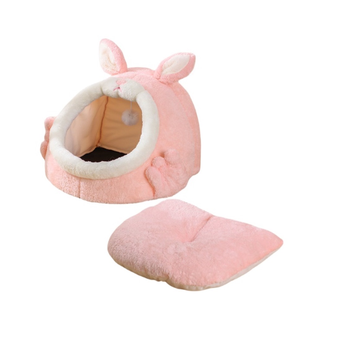 Cama Cucha Casita Tipo Igloo P/Mascotas Gatos & Perros Rosado Talle M - 40cmx39cmx30cm Mod.YKBD-0031 - Imagen 5