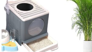 Toilet Baño Sanitario Bandeja Extraible P/Gatos Mascota / Operativo Manual / Gris-Verde / 45cmx34cmx39cm - Mod.YKCT-00019