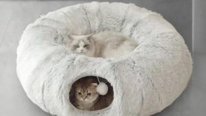 Cama Cucha Tunel Donut P/Mascotas Gatos Gris / Tamaño XXL Grande / 85cmx26cm - Mod.YKCT-00012
