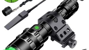 Linterna Táctica P/Caza Luz Led Verde + Soporte P/Arma Riel Picatinny / Recargable USB / Aleación Aluminio / +1200 Lúmenes - Alcance +120mts / IPX6 - Mod.SD1102Green