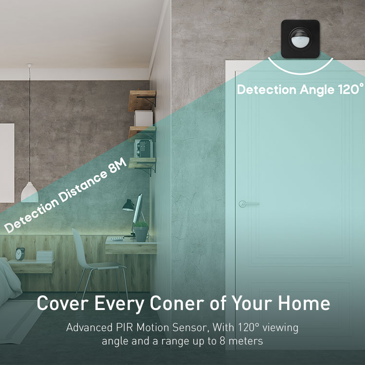 Sensor Smart / PIR Movimiento P/Exteriores Impermeable IP65 / Uso WiFi / Control en Celular & Alexa / APP Tuya / 75mmx75mm - Imagen 5